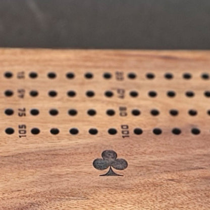 2 Player Wood / Epoxy Cribbage Board with Large Pegs