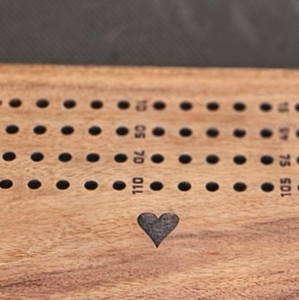 2 Player Wood / Epoxy Cribbage Board with Large Pegs