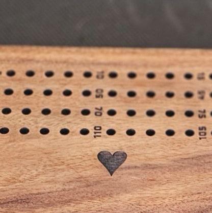 2 Player Wood / Epoxy Cribbage Board with Large Pegs