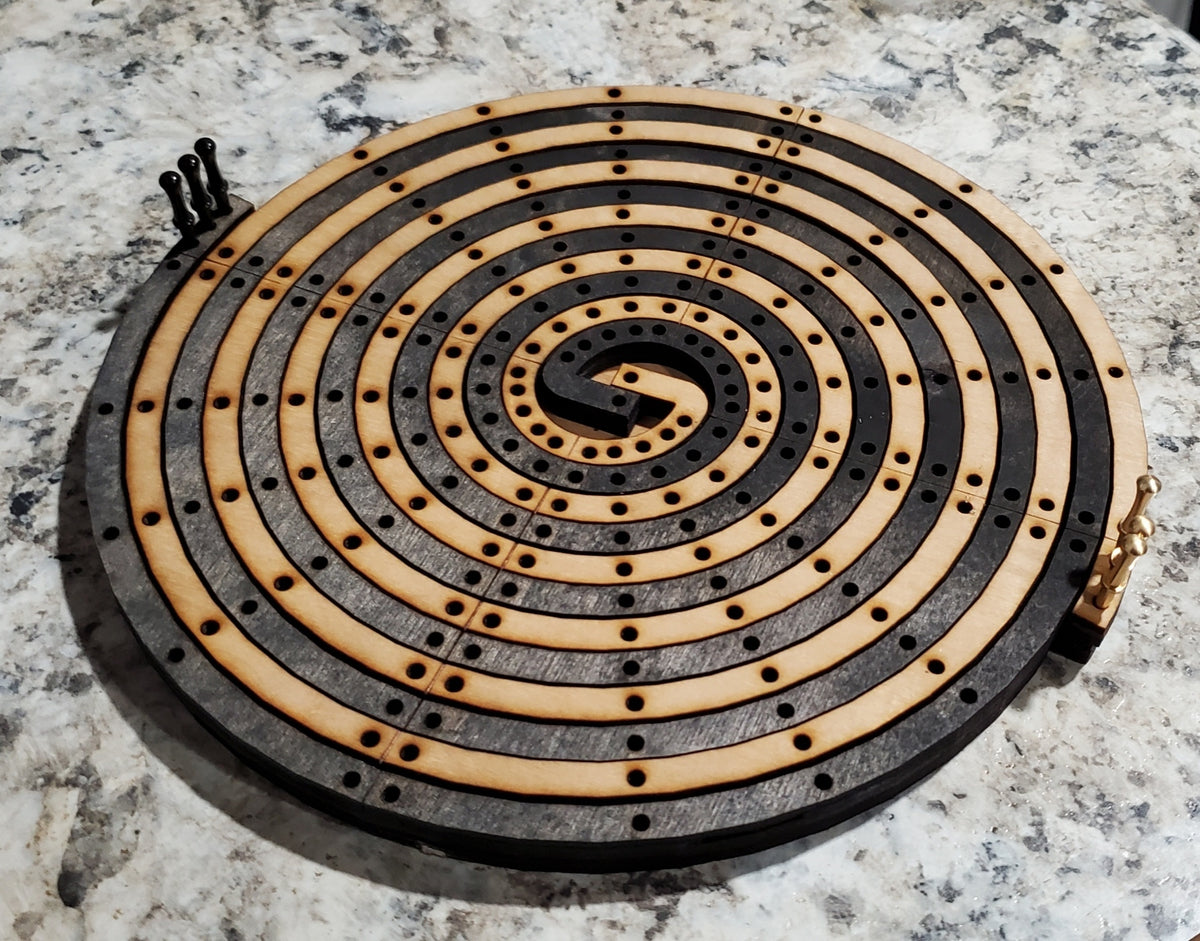 Twisted Spiral Cribbage Board - 2 Players - Large