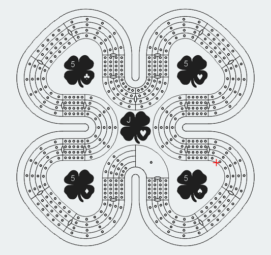 4 Leaf Clover Cribbage Board Pattern / Template